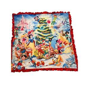 Walt Disney World Christmas magic kingdom holiday red silky edges blanket